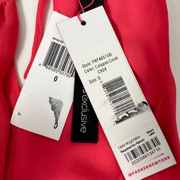 Parker Pixie Womens Ruffle Silk Blend Sleeveless Mini Dress Calypso Coral size 0 - Picture 10 of 11